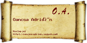 Oancsa Adrián névjegykártya